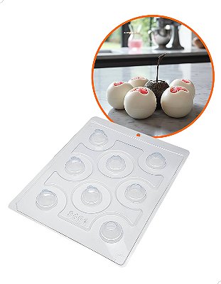 Forma para Chocolate com Silicone Esfera com Coração 30mm 3cm 9g Cod. 9451 BWB