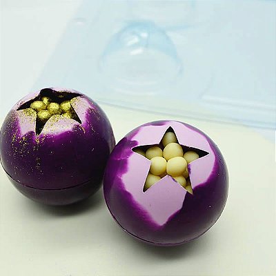 Forma para Chocolate com Silicone Esfera com Estrela 50mm 5cm 60g Ref. 9452 BWB 1unid