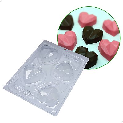 Forma para Chocolate com Silicone Trufa Coração Lapidado 65g (1un) Ref. 9836 BWB