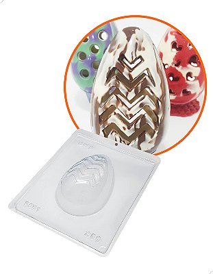 Forma para Chocolate com Silicone Ovo Vazado Estriado 250g Ref. 9561 (1un) BWB