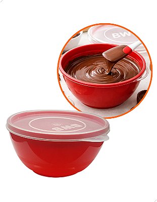 Mini Derretedeira Pequena Vermelha para Chocolate 250ml Cod.9630 BWB Prática vai Micro-Ondas