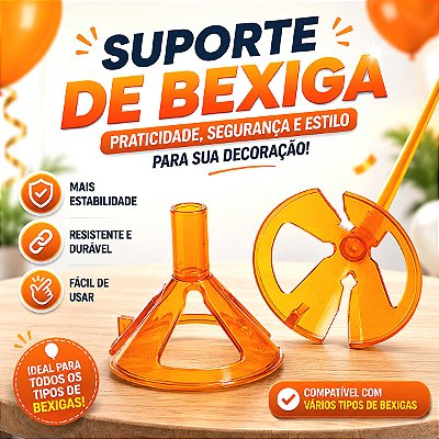 KIT 10 Suporte para Bexiga Pega Balão Laranja Cod. 81 BWB Decoração Festa Aniversário