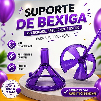 KIT 10 Suporte para Bexiga Pega Balão Lilas Cod. 82 BWB Decoração Festa Aniversário