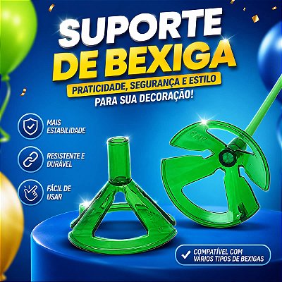 KIT 10 Suporte para Bexiga Pega Balão Verde Cod. 83 BWB Decoração de Mesa Festa