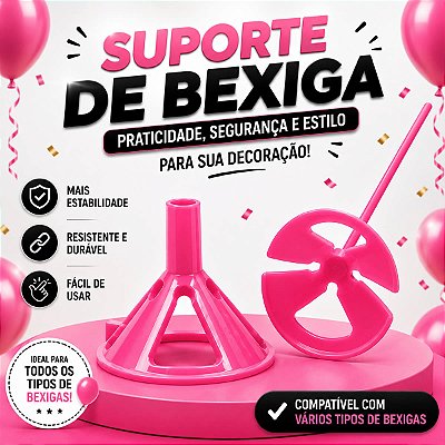 KIT 10 Suporte para Bexiga Pega Balão Rosa Sólido Cod. 9494 BWB Enfeite Festa Decoração