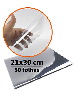 Chapa de Acetato 20 micras, Folha de Acetato A4 21x30 cm (50un), Plastico Visor de Acetato A4 0.20mm