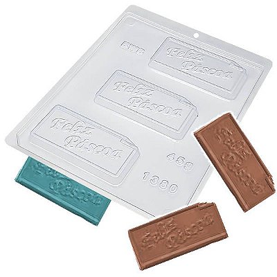 Forma para Chocolate Placa Feliz Páscoa 45g Forma Simples Ref. 1380 BWB 5unids