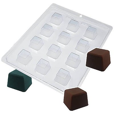 Forma para Chocolate Bombom Quadrado Médio 13g Forma Simples Ref. 9461 BWB 5unids