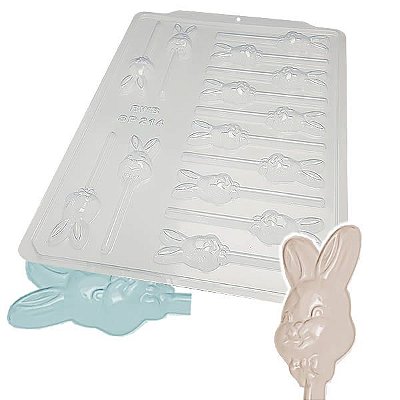 (5pçs) Forma para Chocolate Semiprofissional 214 Pirulito Coelho Gravatinha 10g Ref. 3586 BWB