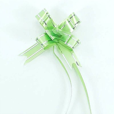 Laço Pequeno Verde Claro Borda Prata (10pçs) Laço Fácil Laço Pronto Laço Mágico Festas