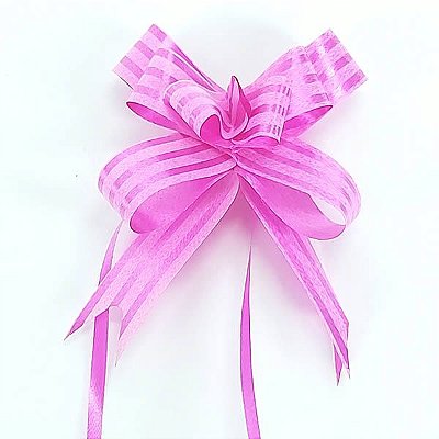 Laço Médio Pink Listrado (10pçs) Laço Fácil Laço Pronto Laço Mágico Festas