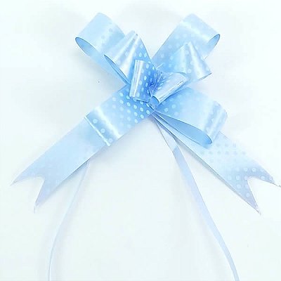 Laço Médio Azul Claro Poá (10pçs) Laço Fácil Laço Pronto Laço Mágico Festas