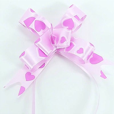 Laço Médio Rosa Coração (10pçs) Laço Fácil Laço Pronto Laço Mágico Festas