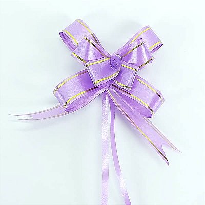 Laço Médio Lilas Borda Ouro (10pçs) Laço Fácil Laço Pronto Laço Mágico Festas