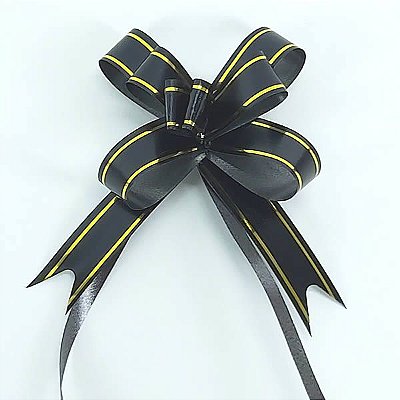 Laço Médio Preto Borda Ouro (10pçs) Laço Fácil Laço Pronto Laço Mágico Festas