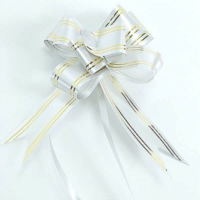 Laço Grande Prata Borda Ouro (10pçs) Laço Fácil Laço Pronto Laço Mágico Festas