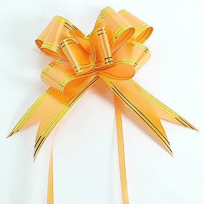 Laço Grande Laranja Borda Ouro (10pçs) Laço Fácil Laço Pronto Laço Mágico Festas