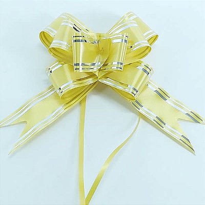 Laço Grande Ouro Borda Prata (10pçs) Laço Fácil Laço Pronto Laço Mágico Festas