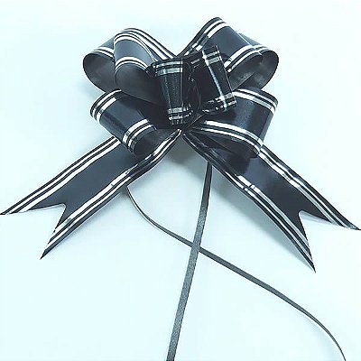 Laço Grande Preto Borda Prata (10pçs) Laço Fácil Laço Pronto Laço Mágico Festas