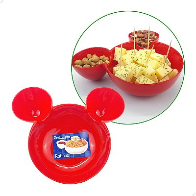 Petisqueira Ratinho Vermelha 14cm Petisqueira para Degustação Porções, Orelha para Molhos, Decoração de Mesa