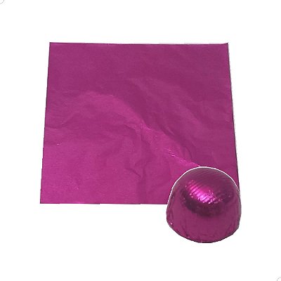 Papel Chumbo Aluminio Pink Embrulho para Bombom e Trufinhas 10x10cm 300fls refpkpel