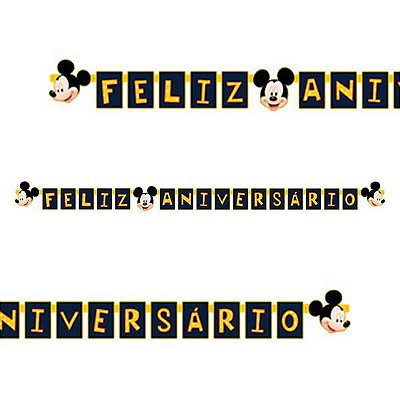 Faixa Feliz Aniversário Mickey Classico 1unid Regina Festas