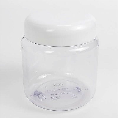 (PoteGel-500ml PVC Cristal) Pote Gel PVC Cristal 500ml com Tampa Branca (10pçs)