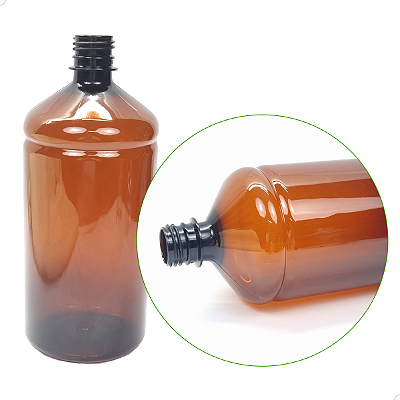 Frasco de Plástico Pet Ambar 1L rosca 28mm (10un), Frasco 1 Litro Rosca 28/410 1000ml