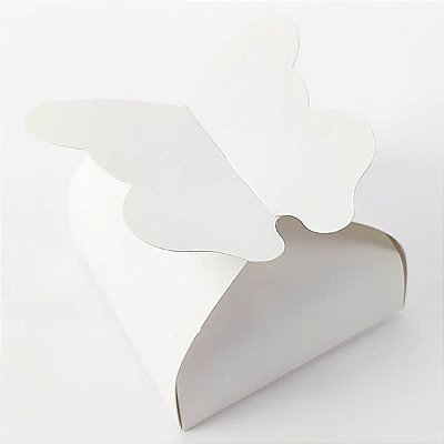 (24pç) PB-1 (5.5x5.5x3 cm) Caixa Borboleta Lisa Branca