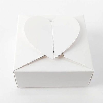 (24pç) PC-1 (6.5 X 6.5 X 3 cm) Caixa Coração Lisa Branca Embalagem de Papel
