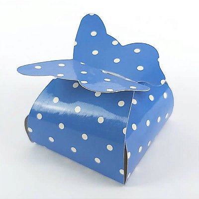 (24pç) PB-1 (5.5x5.5x3 cm) Caixa Borboleta Poá Azul Escuro Embalagem de Papel