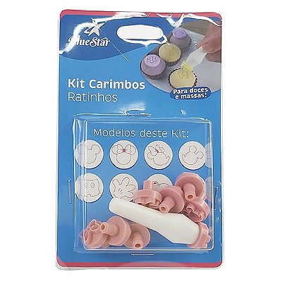 8pçs Kit Carimbos Ratinhos Rosa Bluestar, Carimbo para Docinhos e Massas