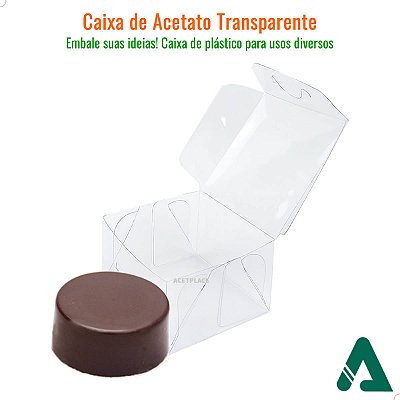 KIT 50un Embalagem Plástica Transparente 5x5x3cm PX-206 Caixa para Macaron Bem Casado