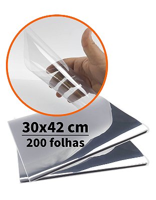 Chapa de Acetato Papeleiras 20micras, Folhas de Acetato A3 30x42 cm (kit 200un),Visor Versátil e Resistente