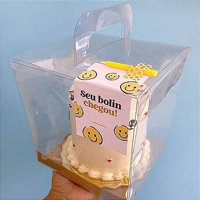 Caixa de Acetato PX-Tone 500g (15x15x16,3 cm) (25un) Embalagem para Bolos, Bentô Cake e Panetone, Embalagem Transparente