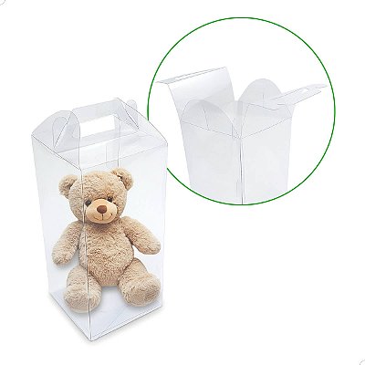Caixa de Acetato Maleta para Lembrancinha Pelúcia PX-33 (10X10X21 cm) (25un) Embalagem Transparente