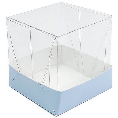 50 Caixa de Acetato com Base AZUL CLARO Lisa (6x6x6cm) Embalagem de Plástico Transparente