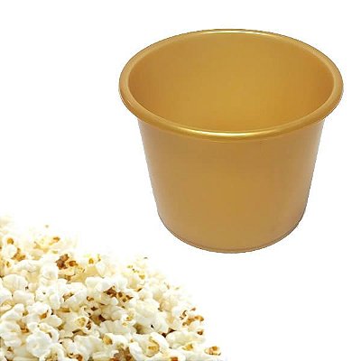 10 Balde para Pipoca Dourado 1,5L Baldinho de Praia, Balde para Enfeite de Mesa Lembrancinha de Festa
