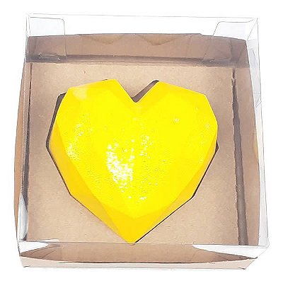 Caixa de Acetato KIT127 Kraft (12x12x6 cm) (25un) Embalagem para Meio Coração Lapidado 200g Ref.9837 BWB Caixa e Berço