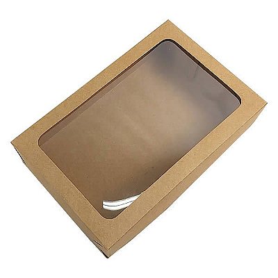 Caixa de Acetato Caixa 327 Visor Kraft (20x13x5 cm) (25un) Caixa para Embalagem Acetato e Papel
