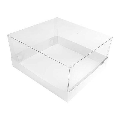 Caixa de Acetato TRP-303 (19x17.5x9 cm) (25un) Embalagens Tampa de Plástico Acetato e Fundo de Papel Branco