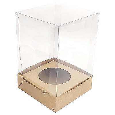 Caixa de Acetato para Ovo de Colher 100g e 150g KIT343 Kraft (10x10x15 cm) (25un) Caixa para Ovo de Páscoa 100g e 150g