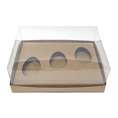 Caixa de Acetato para Trio Ovo de Colher 150g KIT345 Kraft (25x19x9 cm) (25un) Caixa para Trio Ovo de Páscoa 150g