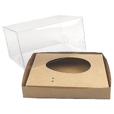 Caixa de Acetato para Ovo de Colher 150g KIT349 Kraft (17,6x11x9 cm) (25un) Caixa para Ovo de Páscoa 150g