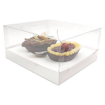 Caixa de Acetato para 2 Ovo de Colher 150g KIT350 Branco (19x17,5x9 cm) (25un) Caixa para 2 Ovo de Páscoa 150g