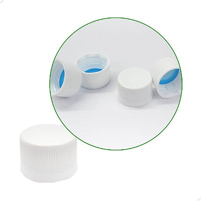 Tampa Lacre BRANCA R28mm, Tampa para Garrafa Rosca 28mm, (100un) Tampa com Vedante Perfil Alto COMBOKIT