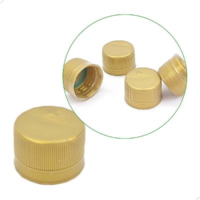 Tampa Lacre OURO R28mm, Tampa para Garrafa Rosca 28mm, (100un) Tampa com Vedante Perfil Alto COMBOKIT