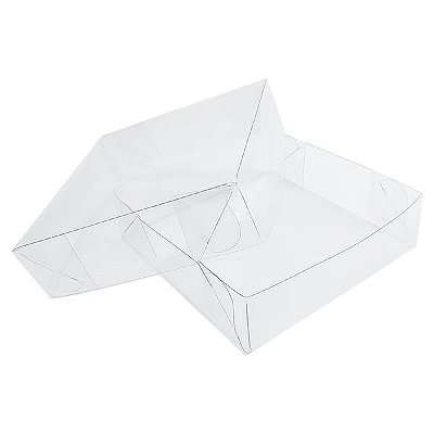 Caixa de Acetato P-13 (13x13x4 cm) (25un) Tampa e Fundo Embalagens de Plástico Transparente