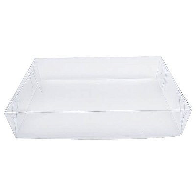 Caixa de Acetato P-23 (18x16x4 cm) (25un) Tampa e Fundo Embalagem de Plástico Transparente