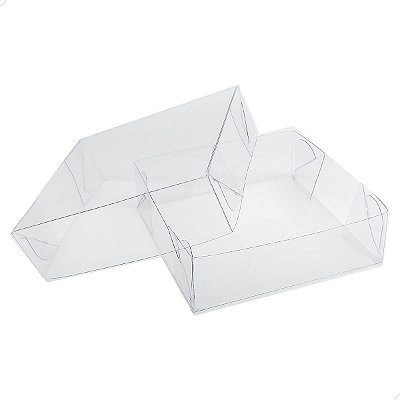 Caixa de Acetato P-67 (9x6x6 cm) (25un) Tampa e Fundo Embalagem de Plástico Transparente